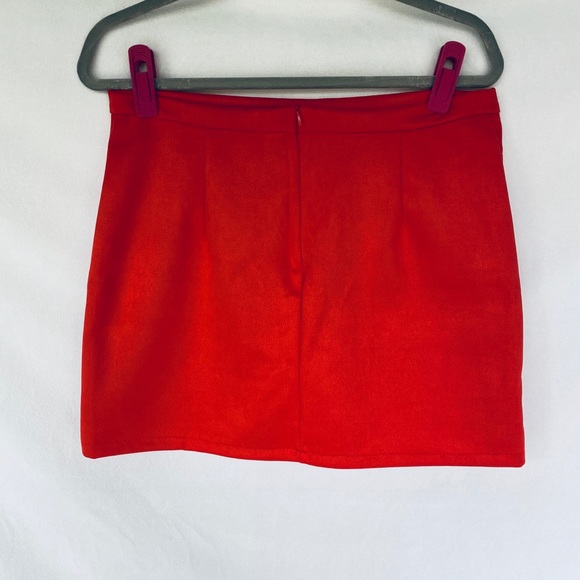 Meyeeka Women's Button Front Faux Sued Skirt - Picture 4 of 4